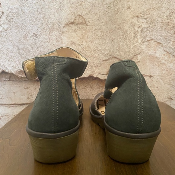 Fly London Navy Leather & Suede Velcro Strap Shoes - Picture 5 of 8